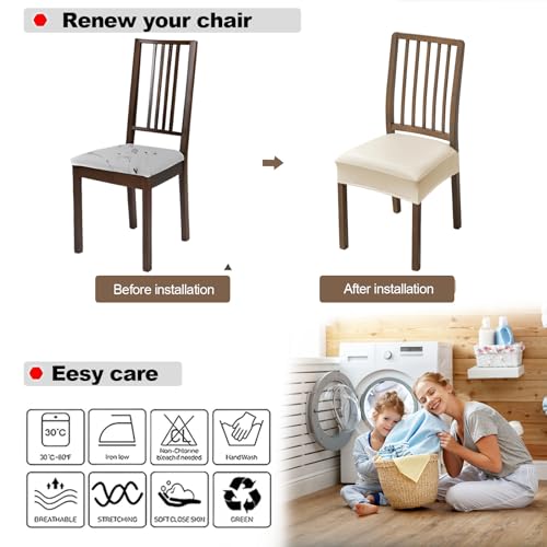 FUANGUI Dining Chair Covers Set of 2, Kitchen Chair Seat Covers - color: Pu-white