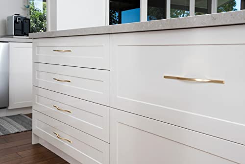 Goo-Ki Low Profile Brushed Brass Cabinet Pulls, Double Hole Centers (6.3''/7.6'') Zinc Alloy Handle for Drawer Cupboard Wardrobe,6 Packed - color: Brushed Brass, size: 6.3''/7.6'' Hole Centers