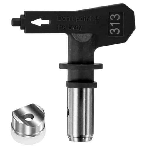 M METERXITY 1-Set Airless Paint Sprayer Tips, Tungsten Steel Reversible Spray Tips with 1 Pad for Homes/Buildings/Garden/Decks/Fences [Black, 313] - size: 313