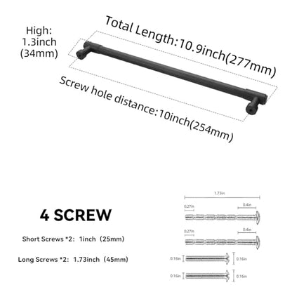 10 Pack 10 Inch(254mm) Kitchen Cabinet Handles Matte Black Cabinet Pulls Drawer Pulls Solid Cabinet Hardware - color: Matte Black, size: 10'' Hole Center(254mm)
