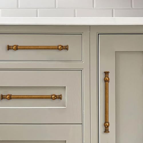 2 Pack 3-1/2 Inch Hole Center Antique Brass Cabinet Pulls-Heavy Duty Solid Cabinet Handles Suitable for Cabinets, Dressers, Kitchens and Bathroom cabinets - color: Antique Brass, size: 3-1/2 Inch hole center, style: 2-Pack