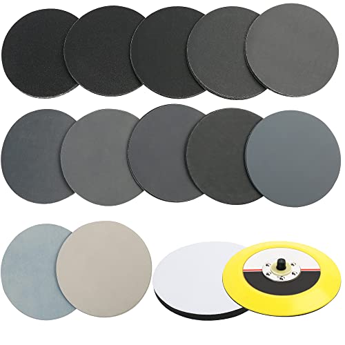LotFancy 6 Inch Sanding Disc Set, 60PCS, 60 to 7000 Grit, Silicon Carbide - style: 60PCS Discs with 2 Accessories