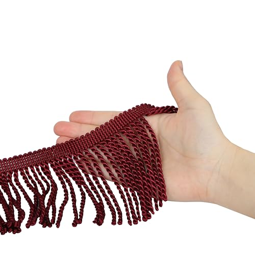 5 Yard Curtain Bullion Fringe Trim-Rayon Tassel Embellishments - color: red