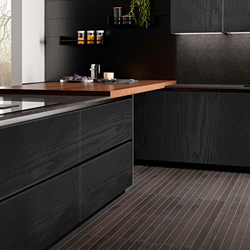 seonta Wood Contact Paper Black 16"x118" Wood Peel and Stick Wallpaper Waterproof Self Adhesive Wallpaper Table Sticker Cover Wood Vinyl Wrap for Countertop Desk Table Cabinets - color: Black, size: 118" x 16"