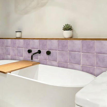 10pcs Peel and Stick Light Purple Backsplash Tiles – 7.87in x 7.87in Self-Adhesive Kitchen Wall Tiles, Bathroom Wall Panels, Modern DIY Stick On Tiles, Home Decor - color: Light purple
