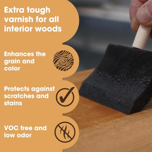 Furniture Clinic 17 oz Antique Pine Wood Stain + 500ml Gloss Wood Varnish | Water Based | Fast Drying, Low Odor, & Non-Toxic | for Indoor & Outdoor Furniture and More