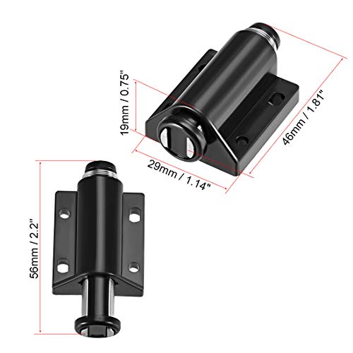 uxcell Touch Catch Magnetic Press Latch for Cabinet Door Cupboard Drawers Black 4pcs - color: Black