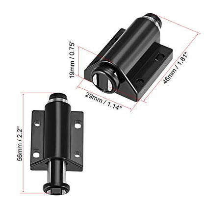 uxcell Touch Catch Magnetic Press Latch for Cabinet Door Cupboard Drawers Black 4pcs - color: Black