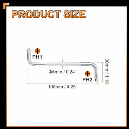 HARFINGTON 2pcs Offset Screwdriver PH2/PH1 Phillips Cross Head - size: PH2/PH1