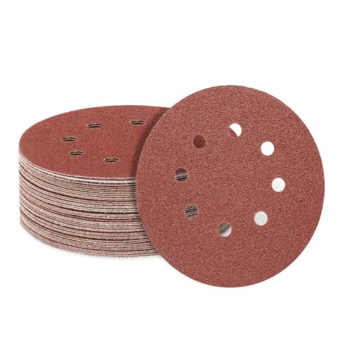 50 PCS 5 Inch 8 Hole Sanding Discs 60-320 Mixed Grit