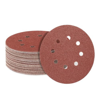50 PCS 5 Inch 8 Hole Sanding Discs 60-320 Mixed Grit