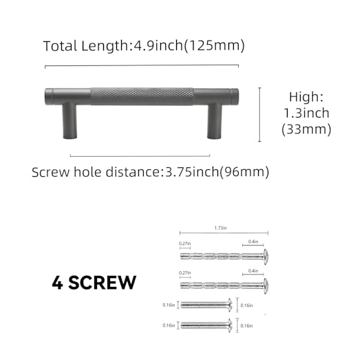 30 Pack 3.75 Inch Matte Black Kitchen Cabinet Handles Knurled Cabinet Pulls Black Drawer Pulls Kitchen Hardware - color: Matte Black, size: 3.75'' Hole Center(96mm)
