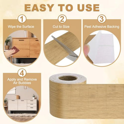 Wood Grain Repair Tape 2" x33', Self Adhesive Realistic Textured Repair Patch Peel and Stick Wood Tape with Scraper for Floor Door Window Furniture Table Gray Oak