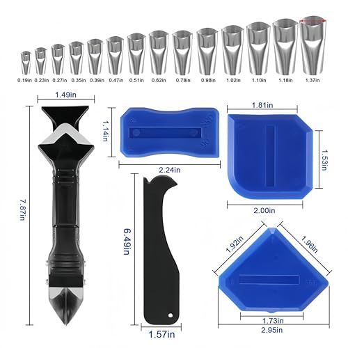 35PCS Sealant Finishing Tool Kit Multi Angle Scrapers Caulk Grout Remover With Nozzles For Bathroom Kitchen Window, Boxed - color: Boxed