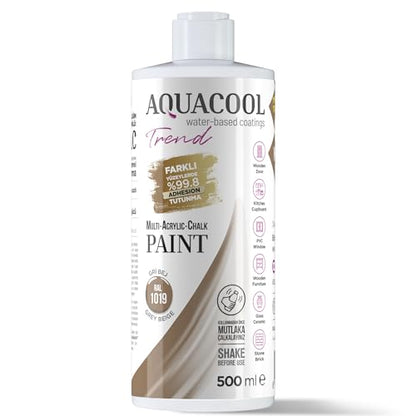 Aquacool Trend MAC All-in-One Furniture Paint – No Sanding No Primer, Chalk Paint for Cabinets, Wood, Tile & Countertops | Self-Leveling Matte | 16.9 fl oz, 53 sq ft| 1019 Grey Beige - color: RAL 1019 Grey Beige
