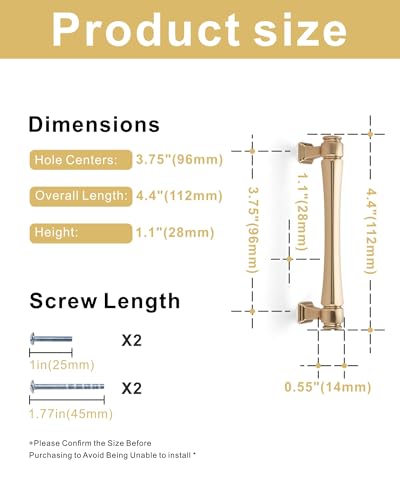 LIMUR 10 Pack 3.75 Inch (96mm) Hole Center Champagne Gold Cabinet Pulls – Solid Zinc Alloy Kitchen Cabinet Handles, Drawer Pulls for Bathroom Vanity, Dresser & Wardrobe, M4 Screws Included - color: Champagne Gold, size: 3.75"/96 MM Hole Center
