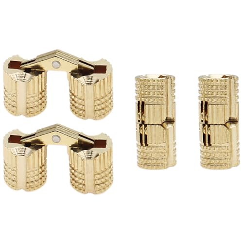 4PCS 8mm Concealed Furniture Hinges 180 Degree Opening Angle Brass Barrel Hidden Gold Cabinet Hinges Suitable for Most Small Boxes