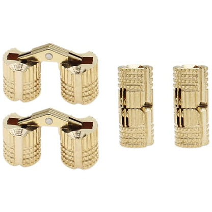 4PCS 8mm Concealed Furniture Hinges 180 Degree Opening Angle Brass Barrel Hidden Gold Cabinet Hinges Suitable for Most Small Boxes