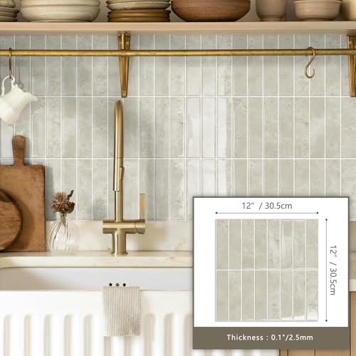 10 Sheets Upgraded Thicker Design Subway Tile Peel and Stick Backsplash - color: Beige