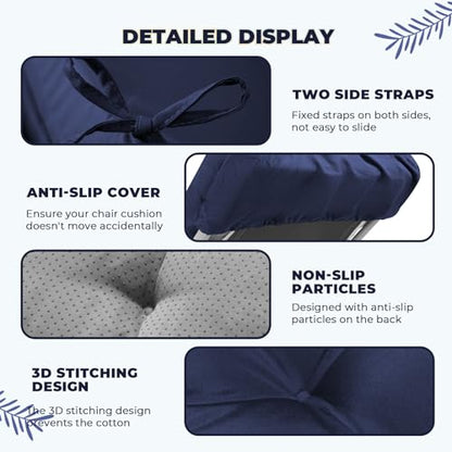 76 x 22 x 4.7 Waterproof Chaise Lounge Chair Cushion Outdoo Navy Blue - color: 6#, size: 1 Pack