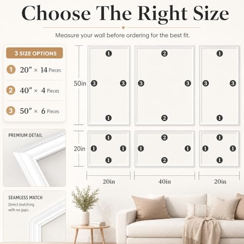 Accent Peel and Stick Wall Molding Kit Frame Pre Cut Moulding Panels - size: 50"x40"x20"