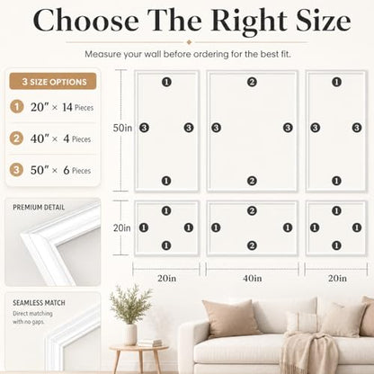 Accent Peel and Stick Wall Molding Kit Frame Pre Cut Moulding Panels - size: 50"x40"x20"