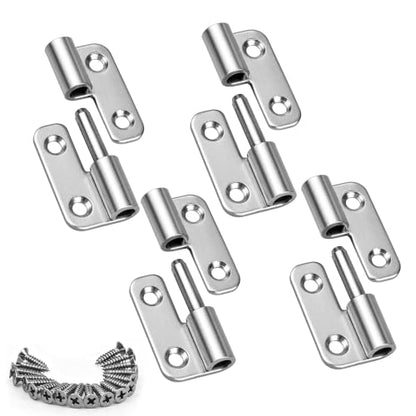 1.5in Lift Off Hinges 4Pack, 304 Stainless Steel Small Cabinet Hinges, Pin-on-Right Removable Butt Hinges for Wooden Box, Tool-Free Hinge for DIY & Electronics Enclosure (Silver, 16 Screws) - size: 1.5x1.35x0.4 in