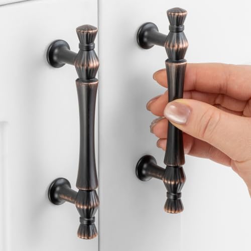 3 Inch Oil Rubbed Bronze Cabinet Pulls 10 Pack French Style P2408 - color: Oil Rubbed Bronze, size: 3" Hole Centers-10 Pcs