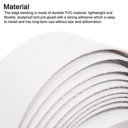 uxcell White PVC Edge Banding, 1-5/8" x 24.6ft Pre-Glued Flexible Edge Banding for Furniture Repair & Restoration - size: 1-5/8 Inch x 24.6ft