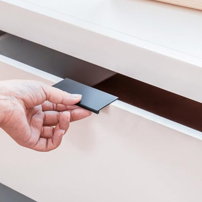 homdiy 10 Pack 2-1/2inch(64mm) Black Edge Finger Pulls Cabinet Handles for Kitchen Cabinets Drawers Dresser Concealed Mount Flat Hardware Aluminum Alloy 5 Inch - color: Black, size: 2-1/2in Hole Centers