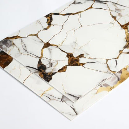 Haimin 3D Wall Panels Peel and Stick Marble Tile Look 10 Pack Waterproof - color: Gilded White