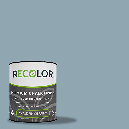 RECOLOR Eco-Friendly Interior Chalk Paint, Matte Finish, 1 Quart, Steel - color: Chalk - Steel, size: 32 Fl Oz (Pack of 1)
