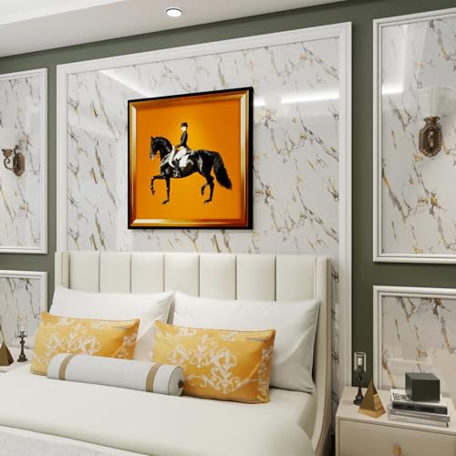 Glossy Thick Marble Contact Paper for Countertops Peel and Stick Wallpaper - color: White and Gold, size: 23.6" x 196.8"