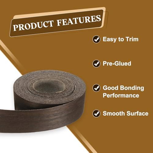 uxcell 1-1/2 Inch x 26ft Wood Veneer Edge Banding, Pre-Glued Flexible Eucalyptus Edging Strips, Iron on with Hot Melt Adhesive Wood Tape for Cabinet Repair and Furniture Restoration - size: 1-1/2 Inch x 26ft
