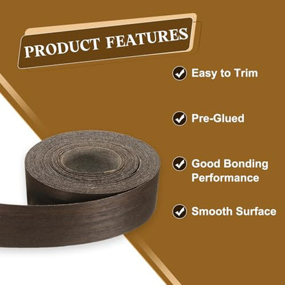 uxcell 1-1/2 Inch x 26ft Wood Veneer Edge Banding, Pre-Glued Flexible Eucalyptus Edging Strips, Iron on with Hot Melt Adhesive Wood Tape for Cabinet Repair and Furniture Restoration - size: 1-1/2 Inch x 26ft