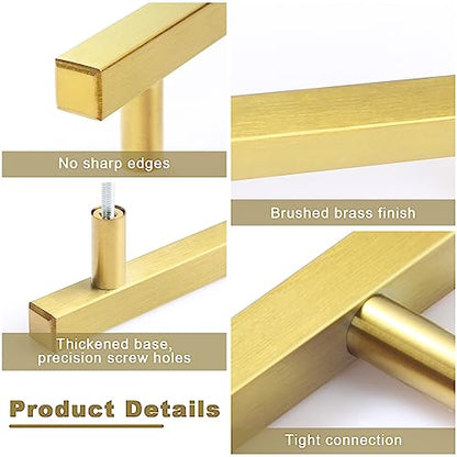 Estmoon 30 Pack Brushed Brass Cabinet Handles 3 Inch Gold Cabinet Pulls Modern Square Drawer Pulls Brass Gold Dresser Pulls Hardware Kitchen Handles for Cabinets and Drawers, 5" Total Length - color: Brushed Brass