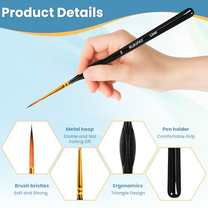 Miniature Paint Brushes 11PCS, RUKIFAY Paint Brushes Set Art Supplies