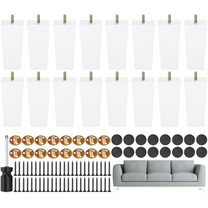 TURSTIN 16 PCS 6 Inch Wood Furniture Legs, Couch Legs Replacement, White - color: White, size: 6 Inch