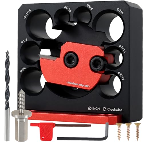 8 Pcs Dowel Maker Jig Kit, Imperial 5/16-3/4 inch Carbide Inserts Dowel Maker, 8 Holes Adjustable Dowel Cutter Plate, Aluminum Alloy Electric Drill Milling Dowel Round Rod Auxiliary Tool (8 Pcs)