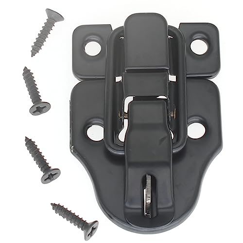 Retro Style Duckbilled Toggle Hasp Latch 2 pcs Antique Toggle Hasp Latch with Padlock Hole for Jewelry Box Cabinet Toolbox Suitcase,with Mounting Screws (Black) - color: Black