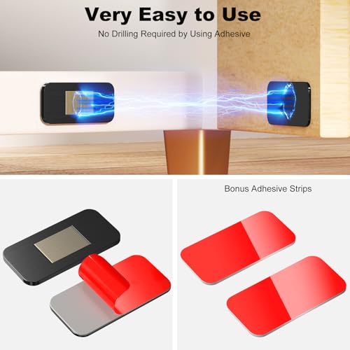 PHIXBEAR 6-Pack No-Drill Invisible Magnetic Cabinet Catches, Stainless Steel with Strong Adhesive for Kitchen, Bathroom & Closet Drawers Black - color: Black