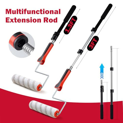 Mister Rui 22-Piece Paint Roller Kit with 3 Ft Extension Pole - size: 22 Pack 9 Inch Paint Roller Kit & Extension Pole