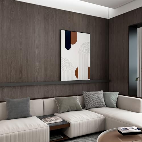 TOTIO 32x315inch Extra Wide Wood Grain Wallpaper Peel Stick Chocolate Brown Dark Walnut Texture Contact Paper Air Guide Slot Design Matte Thickened Self-Adhesive Wall Sticker Waterproof Vinyl Wrap - color: Chocolate Brown, size: 32" x 315"
