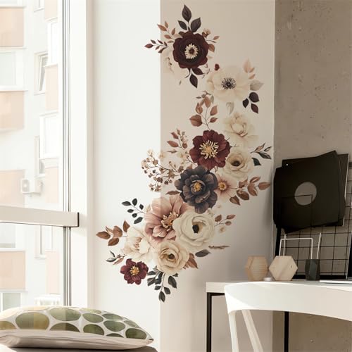 Elegant Peony Rose Flower Wall Stickers Floral Wall Art Decals