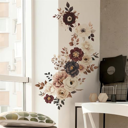 Elegant Peony Rose Flower Wall Stickers Floral Wall Art Decals