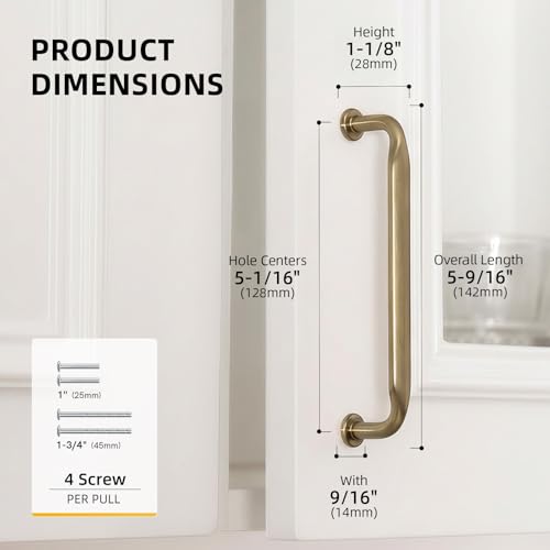 Goldenwarm 10 Pack 5 Inch Champagne Bronze Cabinet Pulls Solid Handles - color: Champagne Bronze, size: 5 Inch Hole Center