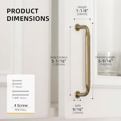 Goldenwarm 10 Pack 5 Inch Champagne Bronze Cabinet Pulls Solid Handles - color: Champagne Bronze, size: 5 Inch Hole Center