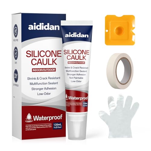 Silicone Caulk, 4.23 FL OZ White Silicone Sealant
