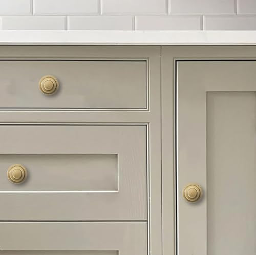 khtumeware 10 Pack 1-1/4 Inch(32mm) Brushed Brass Round Cabinet Knobs Heavy Duty Soild Warm Brass Cabinet Knobs Kitchen Brushed Gold Cabinet Hardware for Cupboard Drawer Handles - color: Brushed Brass, size: 1-1/4"(32mm)Diameter