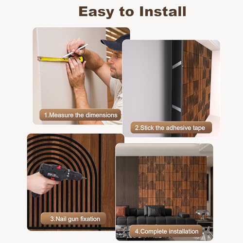 3D Wall Panels, 4-Pack 62 Sq Ft, Teak Wood Grain Peel and Stick Wall Panels, Self-Adhesive PVC Wall Paneling for Living Room, Bedroom & Accent Wall